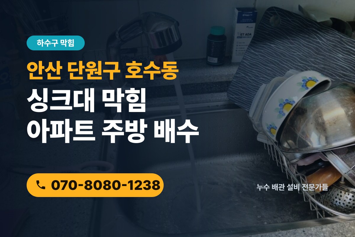 안산 단원구 호수동 싱크대 막힘 아파트 주방 배수 점검